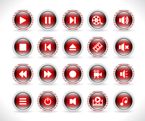 Media buttons. Vector. - Vetor, Imagem