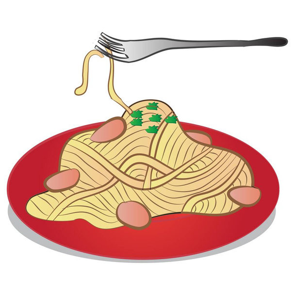 Spaghetti Food Sign Vector Illustration - Vector, Image