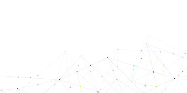 Fond polygonal abstrait avec points et lignes de connexion. Connexion au réseau mondial, technologie numérique et concept de communication - Vecteur, image