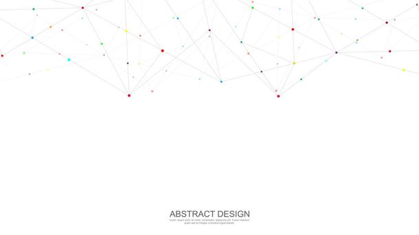 Fondo poligonal abstracto con puntos y líneas de conexión. Conexión de red global, tecnología digital y concepto de comunicación - Vector, Imagen