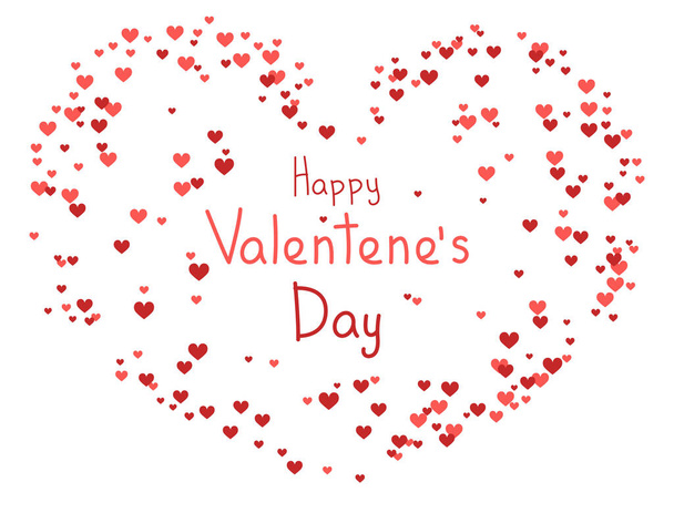 Happy Valentines Day background, red heart shaped confetti - Vector illustration - Vector, Image
