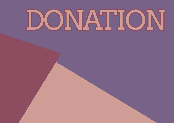 Sign displaying Donation. Word for something that is given to a charity, especially a sum of money Line Illustrated Backgrounds With Various Shapes And Colours. - Photo, Image