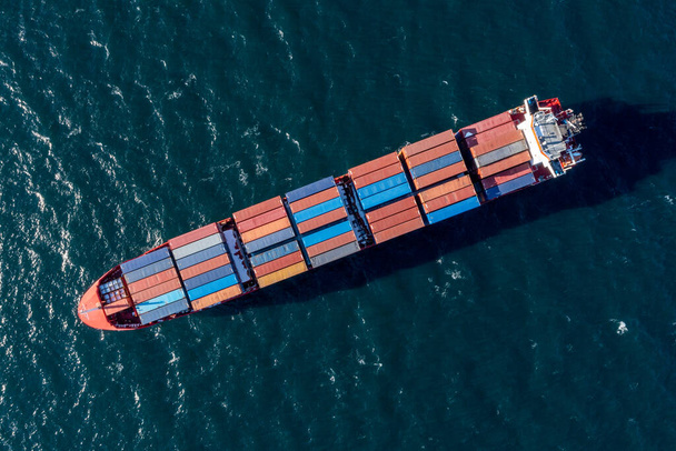 Top view of a container ship at sea. - Photo, Image
