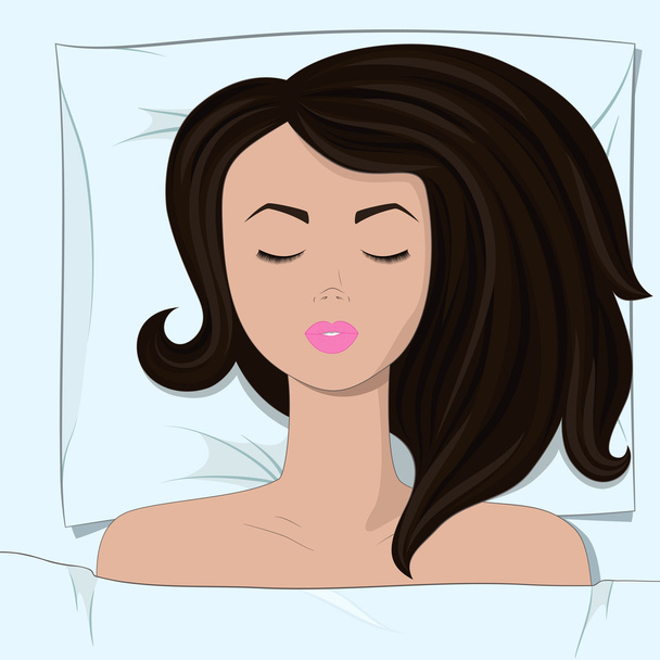 Young beautiful girl is slepping in the bed - Vector, Image