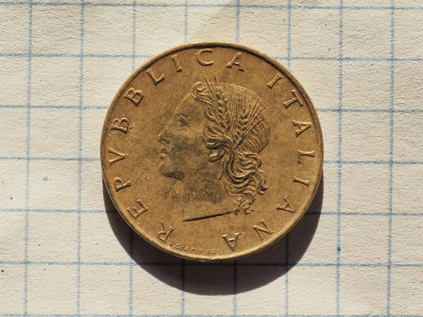 rocznik 20 lirów monety pieniężne (ITL), waluta Włoch - Zdjęcie, obraz