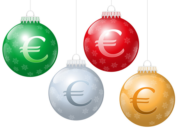 Weihnachtskugeln Euro-Symbol - Vektor, Bild