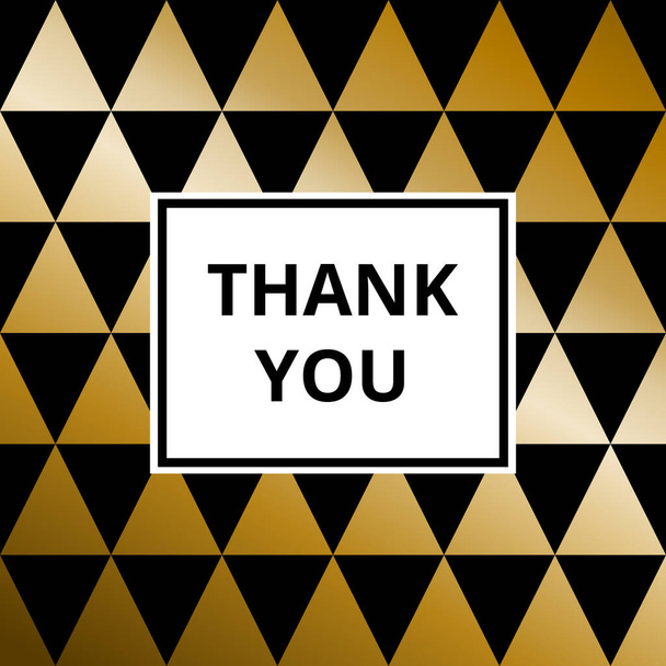 Thank you - greeting card. Abstract golden metallic vector background, triangle pattern. - Vektor, obrázek