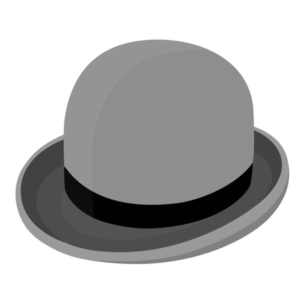 Gray bowler hat raster isolated on white. - Φωτογραφία, εικόνα