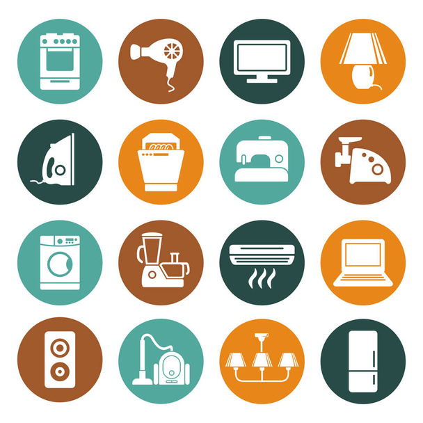 Un conjunto de iconos planos de electrodomésticos para el hogar - Vector, Imagen