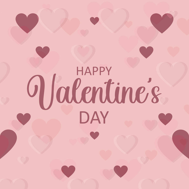 Valentijnsdag. Groet roze kaart met hartjes en tekst. Romantische vakantie van liefdesverklaring. - Foto, afbeelding