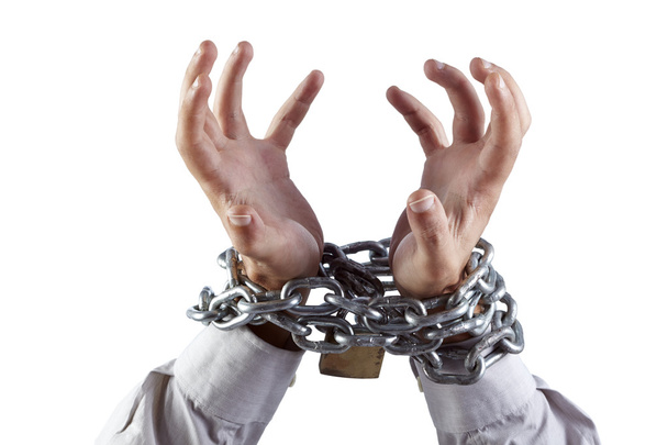Tense hands chained - Photo, Image