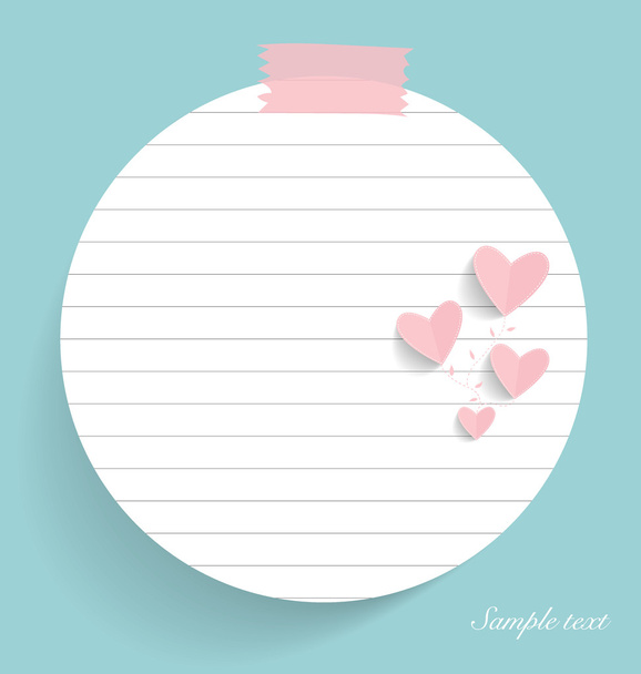 Note paper with hearts. Vector illustration. - Διάνυσμα, εικόνα
