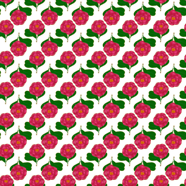 Camellia flower on the white background Seamless Pattern Design - Vector, afbeelding
