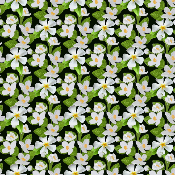 Jasmine Flower ,branch & leaf Seamless Pattern Design - Vektör, Görsel
