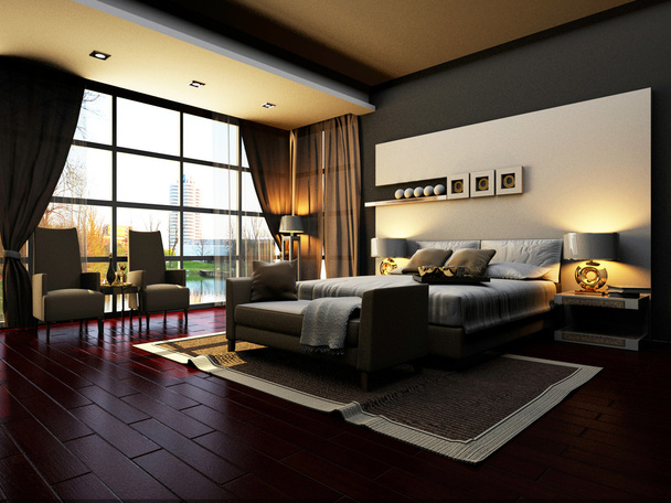 Rendering of home interior focused on bed room - Photo, Image
