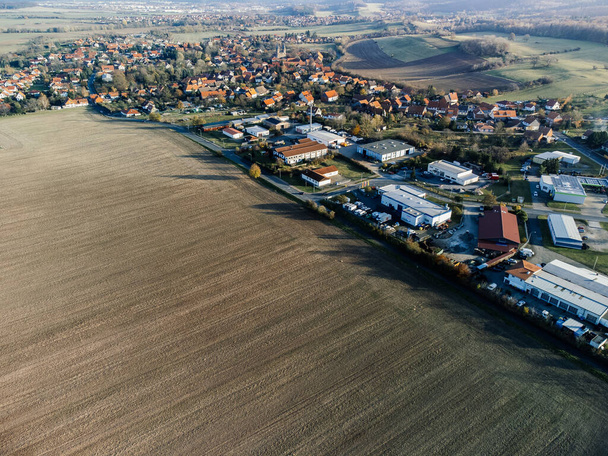 A drone shot of the Ilsenburg district in Druebeck, Harz, Saxony-Anhalt, Germany - Foto, Bild
