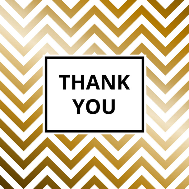 Thank you - greeting card. Abstract golden metallic vector background, zigzag pattern. - Vecteur, image