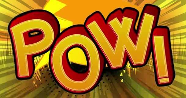 Pow. Motion poster. 4k animated Comic book word text moving on abstract comics background. Retro pop art style. - Кадри, відео