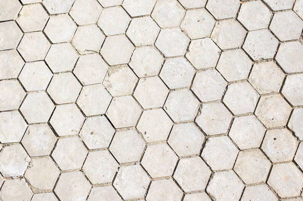 Concrete gray hexagon tiles, honeycomb tiles texture background. Top view. - Valokuva, kuva