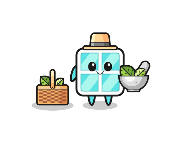window herbalist cute cartoon , cute design - Vector, Image