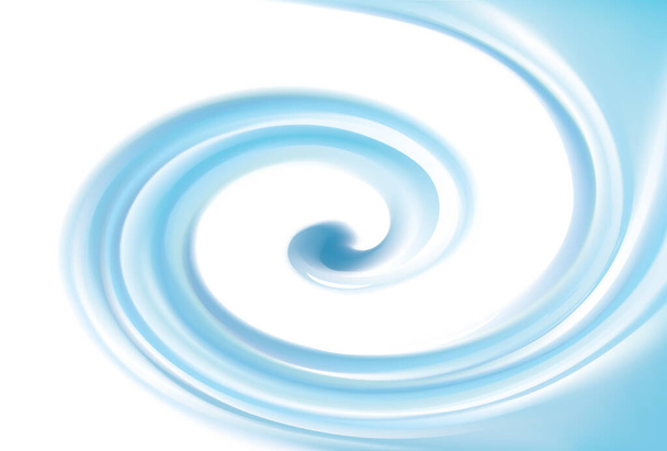 Vibrante teal suave hélice rotativa vertigem curvilínea twister movimento pulverizador curva superfície eddy. Volute luz gráfica torsed giro fluxo de gelo fresco. Brilhante puro turquesa brilhante cor encaracolado espaço central para texto - Vetor, Imagem