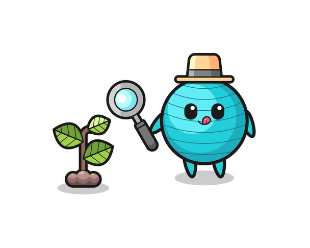 cute exercise ball herbalist researching a plants , cute design - Wektor, obraz