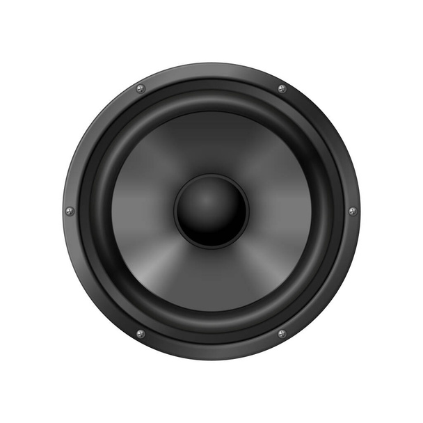 Ακουστικό εικονίδιο ηχείου ρεαλιστικό για στερεοφωνικό κουτί απομονώνονται σε λευκό φόντο. Ηχητικός εξοπλισμός - Διάνυσμα, εικόνα
