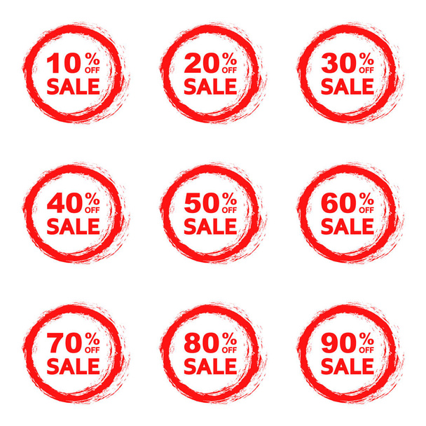 Discount offer tag icons. Set of round shopping tag icons. Conceptual business icons. Vector illustration. Percentage icon. - Wektor, obraz