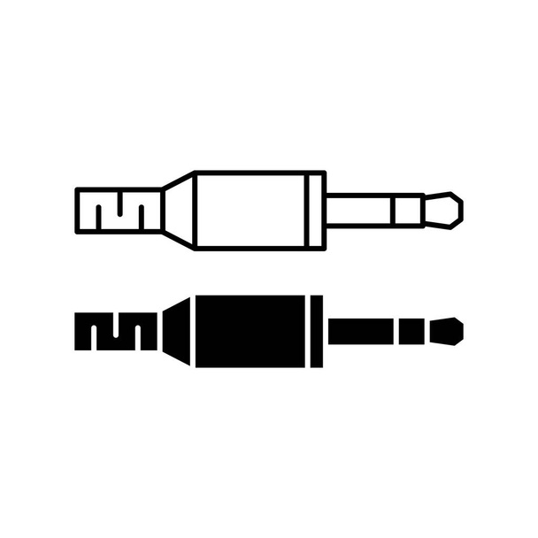 Audio jack 3.5 mm. Set of black mini jack plug icons. Vector illustration. Isolated audio plug sign. - Vektor, kép