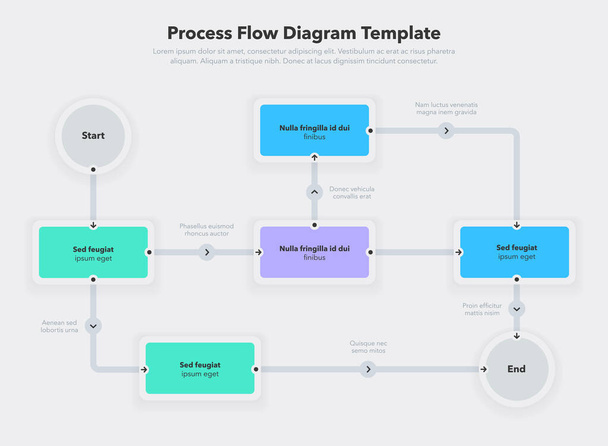 Modelo moderno simples para diagrama de fluxo de processo. Design plano, fácil de usar para o seu site ou apresentação. - Vetor, Imagem