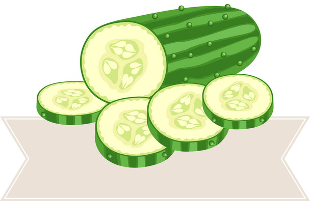 Cucumber slices with blank board sign - Vettoriali, immagini