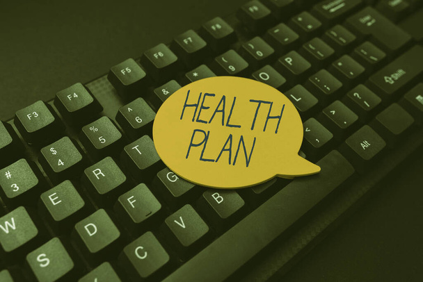 Terveyssuunnitelma näkyvissä. Käsite tarkoittaa sellaista vakuutusta, joka kattaa kalliit lääketieteelliset palvelut Kirjoitusohjeet ja ainesosaluettelot, Making Online Food Blog - Valokuva, kuva