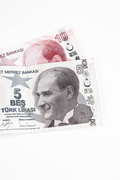Moneda turca, billetes de lira turca - Foto, imagen