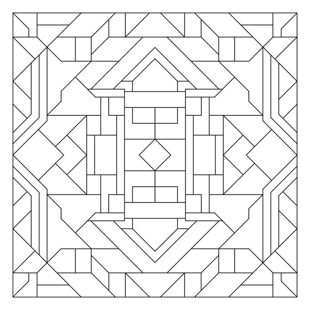 Padrão de quadro quadrado. Ornamento decorativo em estilo Line Art. Ilustração geométrica abstrata do doodle. Anti stress colorir página do livro em EPS8. #416 - Vetor, Imagem