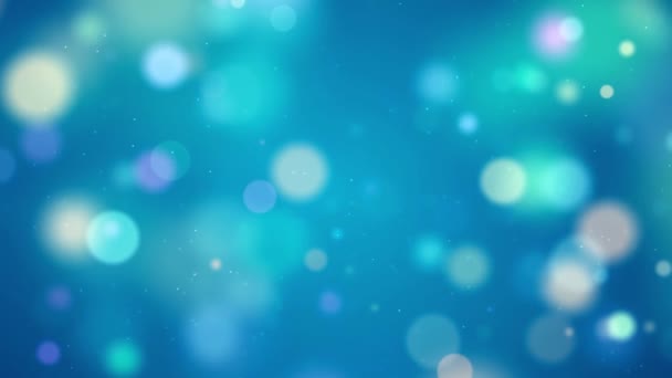 Blue color Delightful soft light bokeh and particles visuals with shallow depth of field. Abstract background with animation of flying and flickering particles as bokeh of light. - Metraje, vídeo