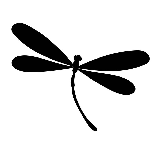 silueta de libélula sobre fondo blanco, vector, aislado - Vector, Imagen