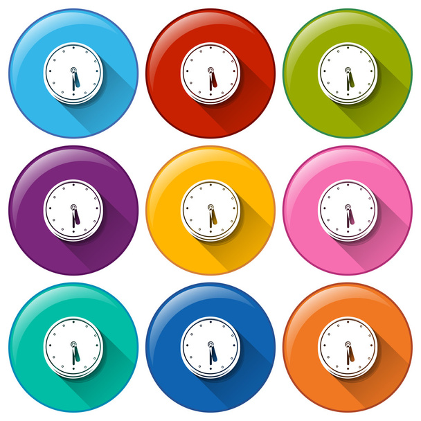 Round icons with clocks - Vector, Image