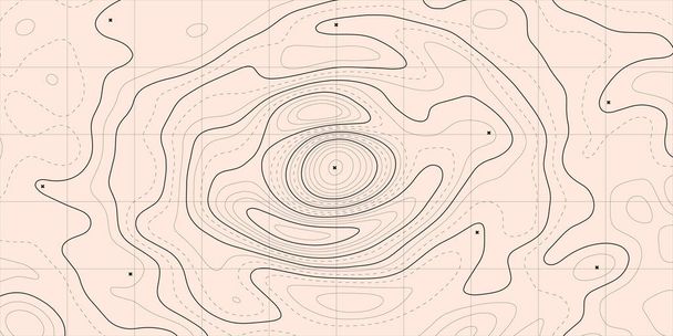 Contour map background. Vector geography scheme and terrain. Light topography grid map. - Vector, Imagen