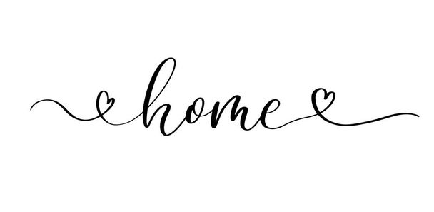 Home lettering Vector Template with heart. Lovely Quote for Printings,Wall Decor or Interiors, Cards, Shirts, Cushions, etc - Вектор,изображение
