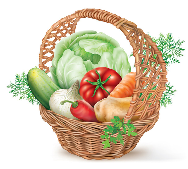 Basket Vegetables - Vector, Image