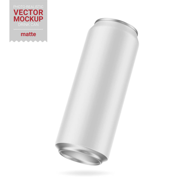 White matte drink can mockup. Vector illustration. - Vector, Image