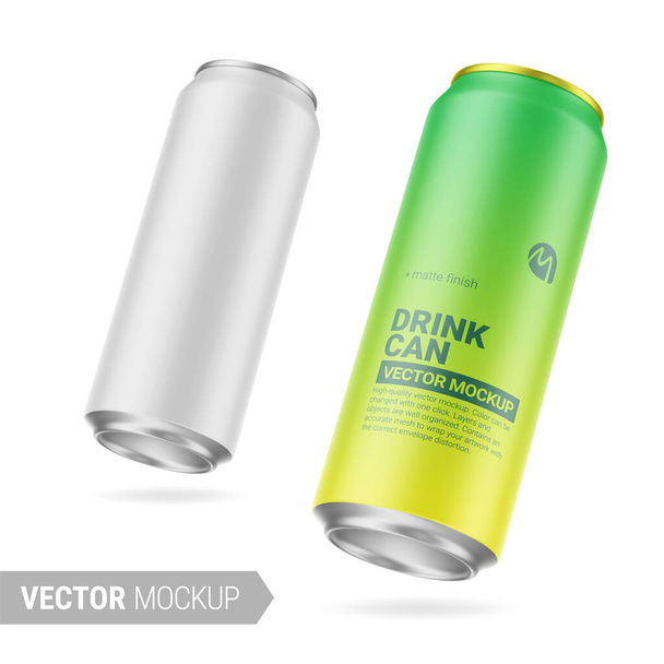 White matte drink can mockup. Vector illustration. - Vector, Image