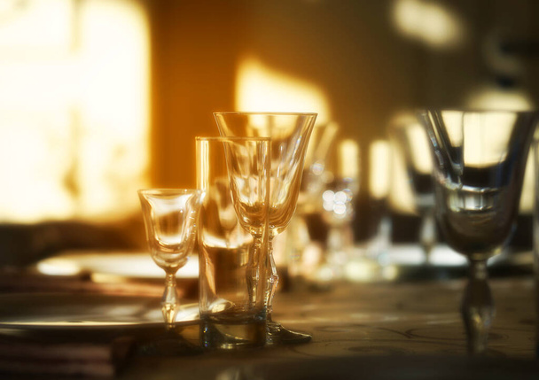 Photo background Transparent glass glasses illuminated by the sun - Valokuva, kuva