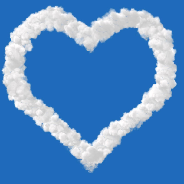 Heart shaped clouds isolated on blue background. To the Valentine's Day joke. High resolution. Full depth of field. - Foto, immagini