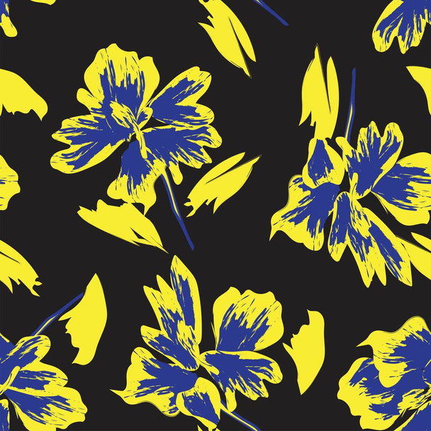 Pinceladas florales sin costura patrón de fondo para textiles de moda, gráficos, fondos y artesanías - Vector, Imagen