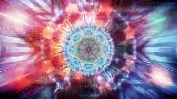 Mandala 3D Kaleidoskop bezešvé smyčka Psychedelický Trippy futuristický tradiční tunel vzor s hyperprostorovým skoky pro vědomí Meditace Pozadí Video Relaxační Etnické Barevný vzor Chakra Kundalini jóga - Záběry, video