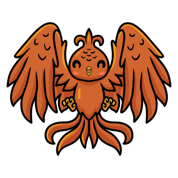 Ilustración vectorial de Cute little phoenix cartoon flying - Vector, Imagen