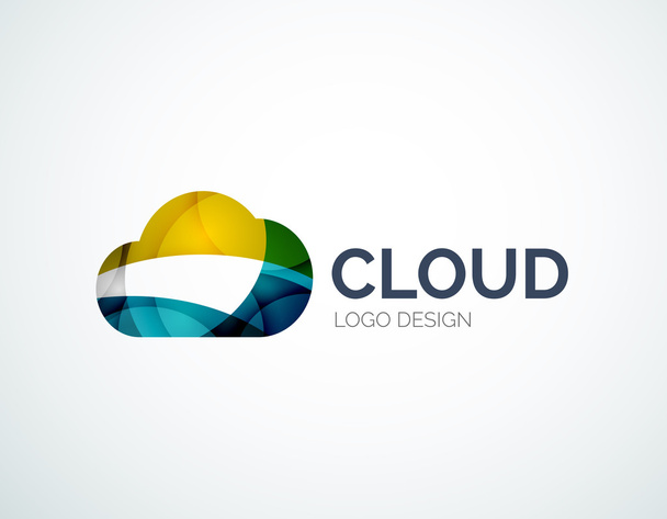 σύννεφο αποθήκευση λογότυπο σύνολο, επίπεδη σχεδίαση - Διάνυσμα, εικόνα