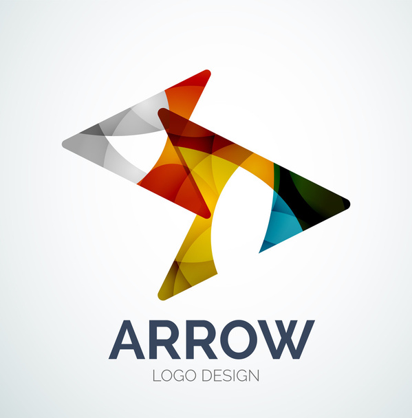 Дизайн логотипа со стрелкой из цветных частей
 - Вектор,изображение