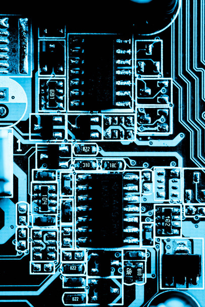 Abstract, close up of Mainboard Fundo eletrônico. (placa lógica, placa-mãe cpu, circuito, placa do sistema, mobo) - Foto, Imagem